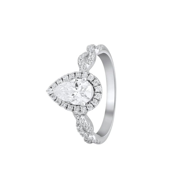 Luminous Twist Halo Ring