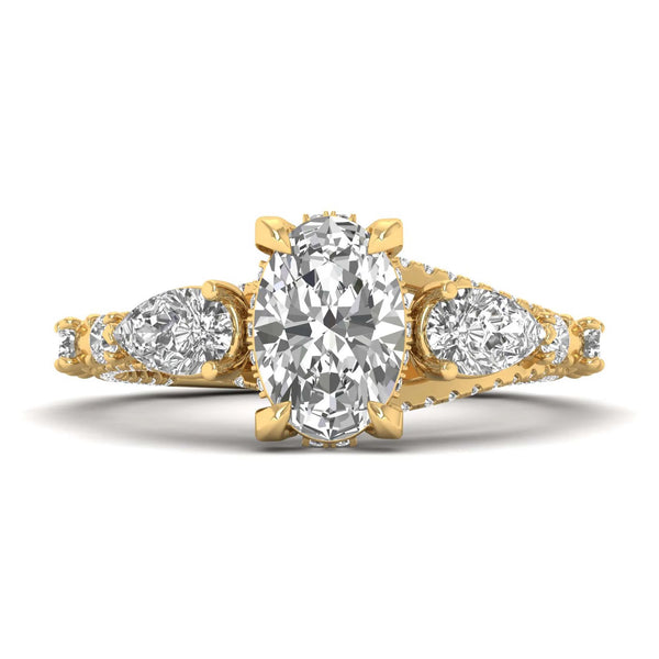 Ornate Charm 3 Stone Ring