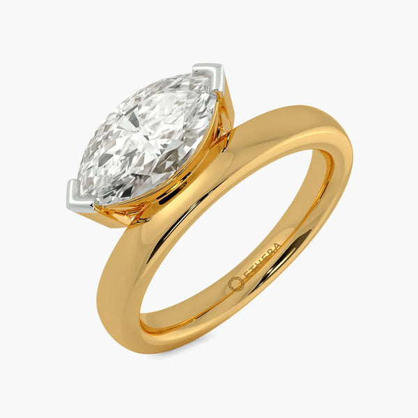 Marquise On Edge Solitaire Ring