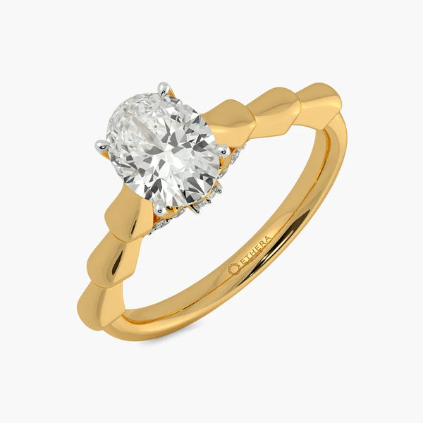 Grooved Brilliance Solitaire Ring