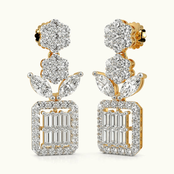 Diamond Matrix Drop Earrings
