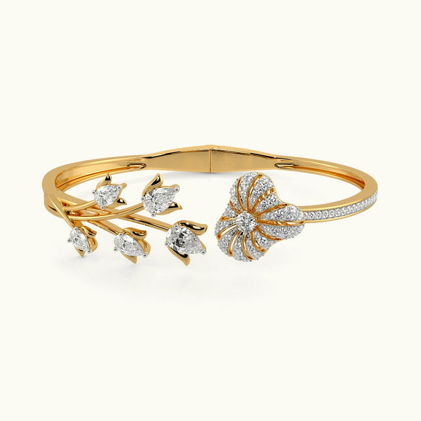 Petals And Pollen Open Top Oval Bangle