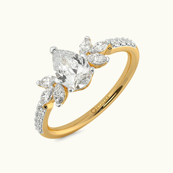 Golden Fern Solitaire Ring