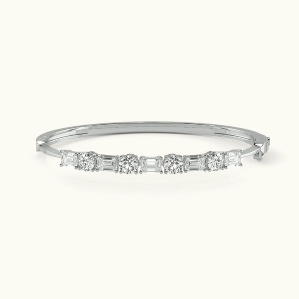 Round And Emerald Oval Bangle